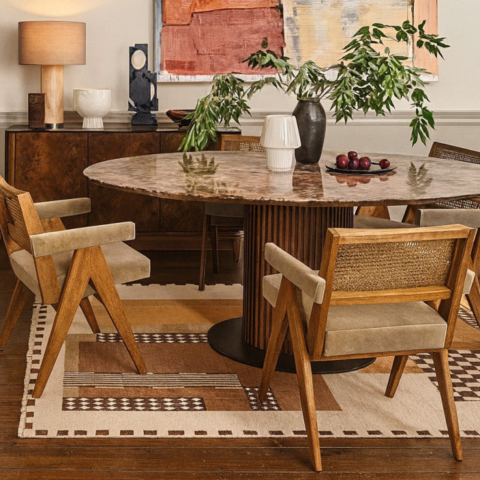 Ellipse Oval Dining Table with Marble Top