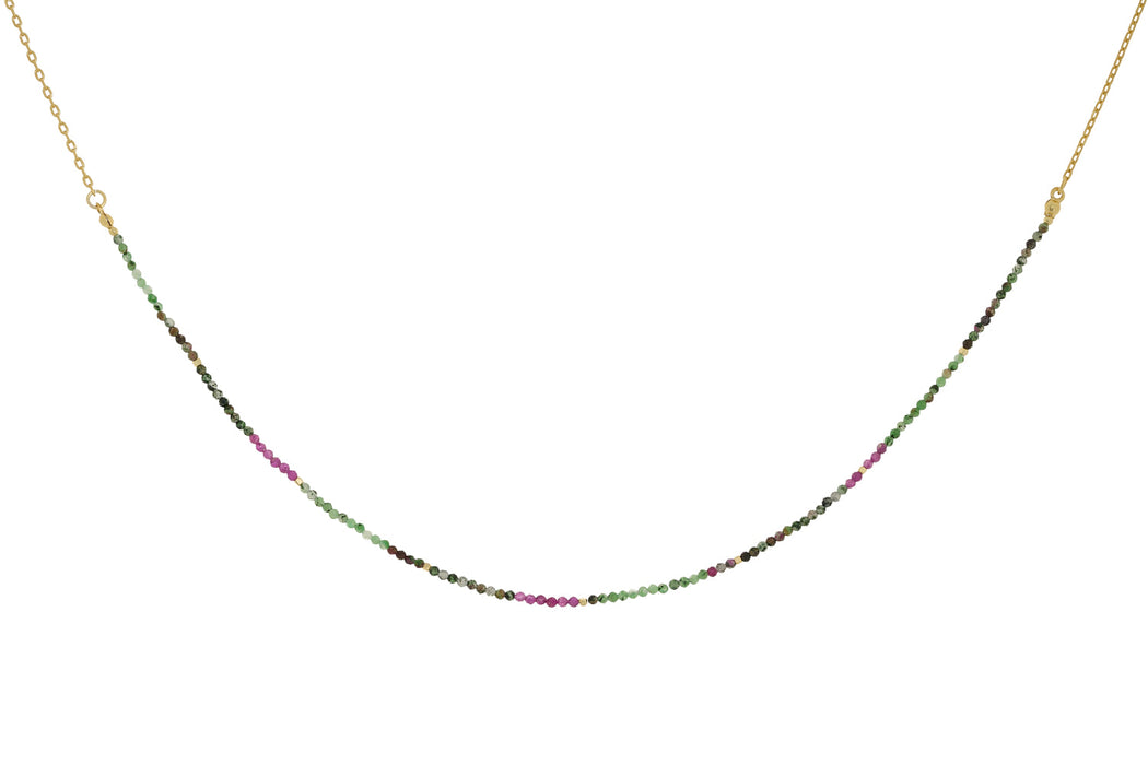 Ember Ruby Zoisite & Gold Beaded Gemstone Necklace