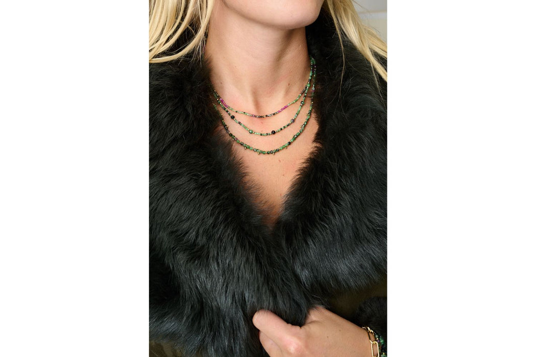 Ember Ruby Zoisite & Gold Beaded Gemstone Necklace