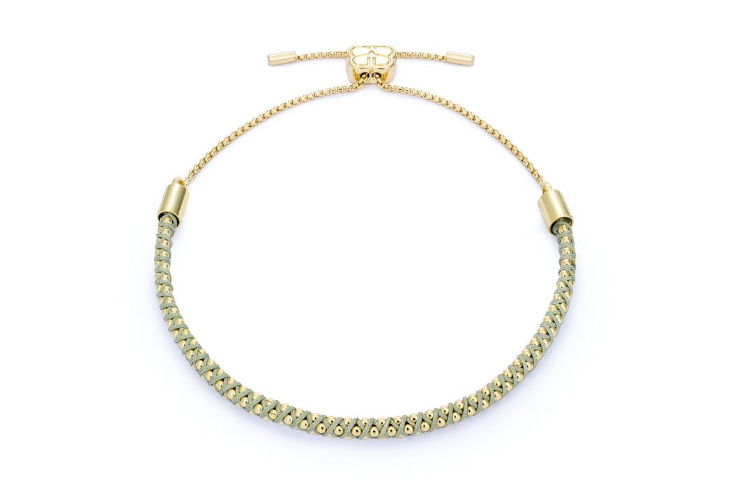 Emelia Gold & Pale Green Woven Bracelet
