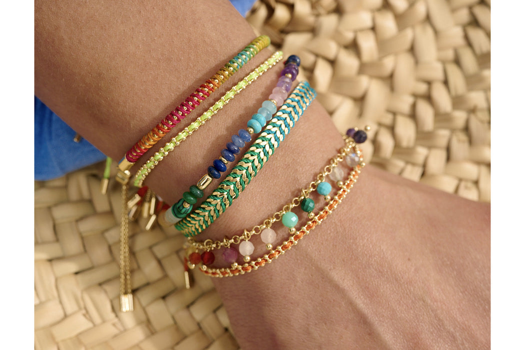 Emelia Gold Braided Rainbow Bracelet