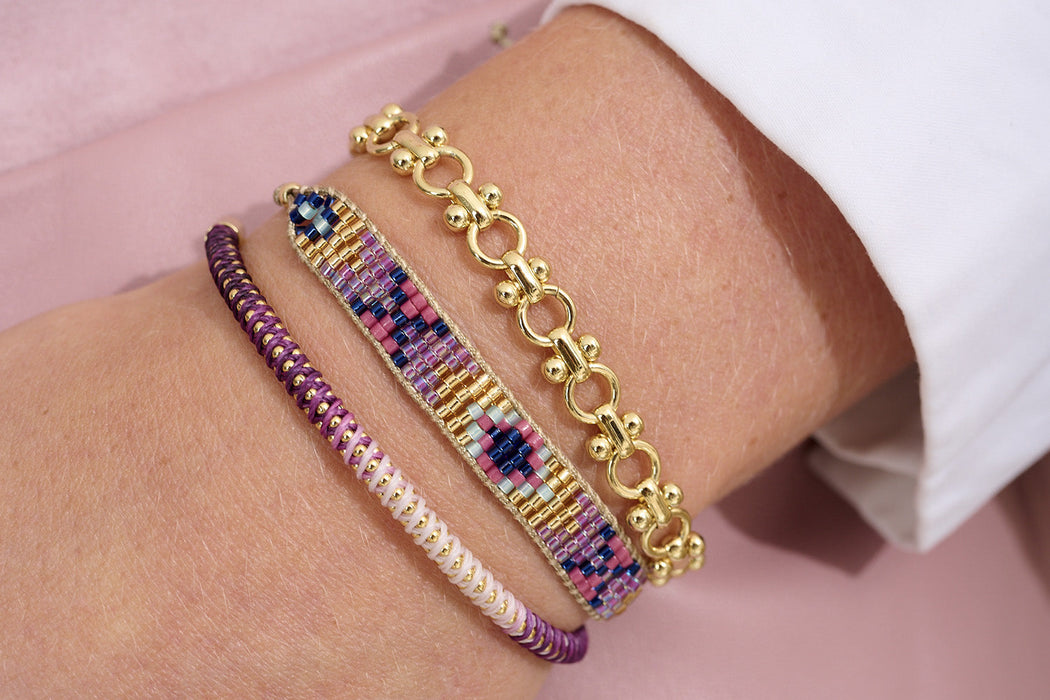 Emelia Ombre Purple & Gold Braided Bracelet
