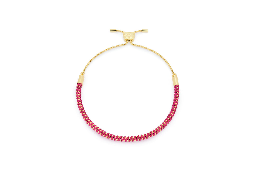 Emelia Raspberry Gold Braided Bracelet
