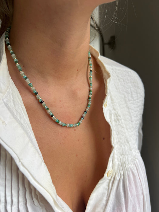 Emma Gold & Amazonite Mix Gemstone Beaded Necklace