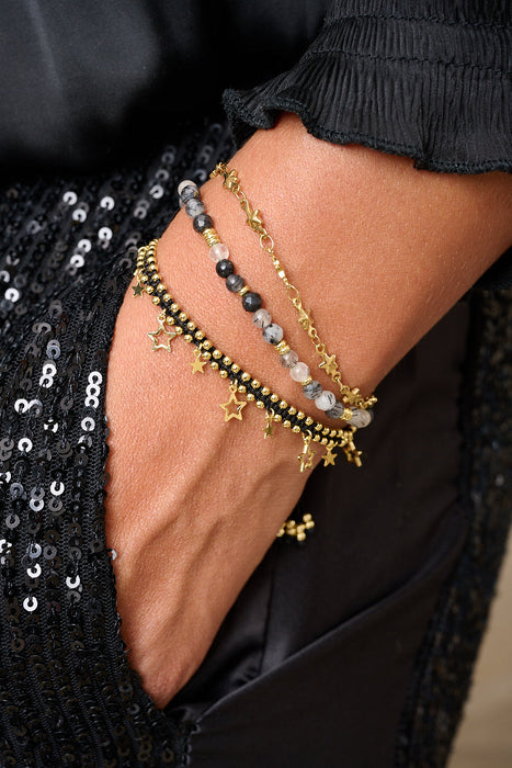 Estelle Black and Gold Charm Bracelet