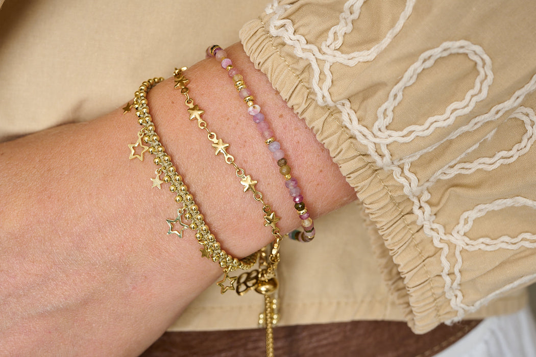 Estelle Taupe & Gold Star Charm Bracelet
