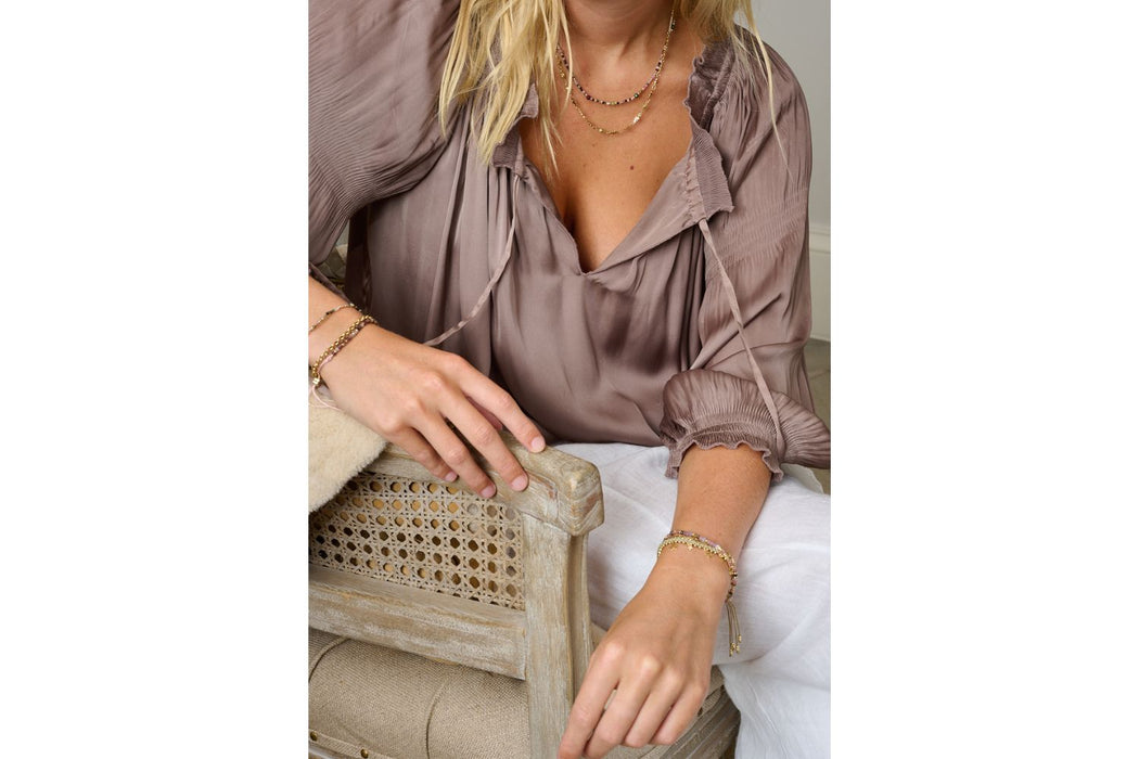 Estelle Taupe & Gold Star Charm Bracelet