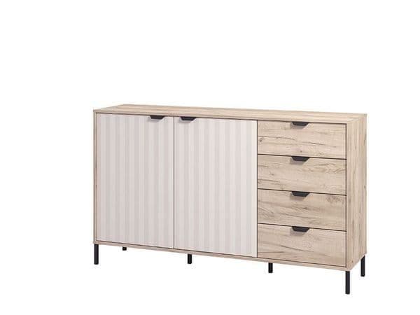 Grey Oak Effect & Cashmere Slatted Sideboard