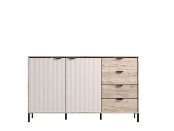 Grey Oak Effect & Cashmere Slatted Sideboard