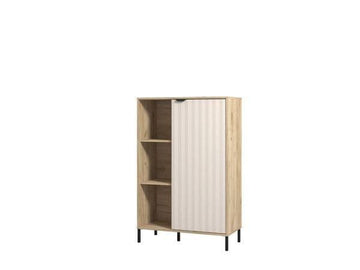 Amos Mann Grey Oak Effect Cashmere Slatted Short Sideboard