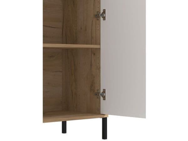 Evandria Grey Oak Effect Cashmere Slatted Short Sideboard