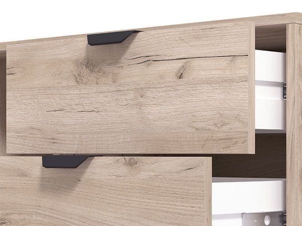 Vandea Grey Oak Effect Cashmere Slatted TV Unit Cabinet