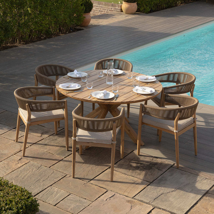 Porto Rope Weave 6 Seat Round Dining Set