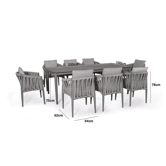 Milan Rope Weave 8 Seat Rectangular Dining Set