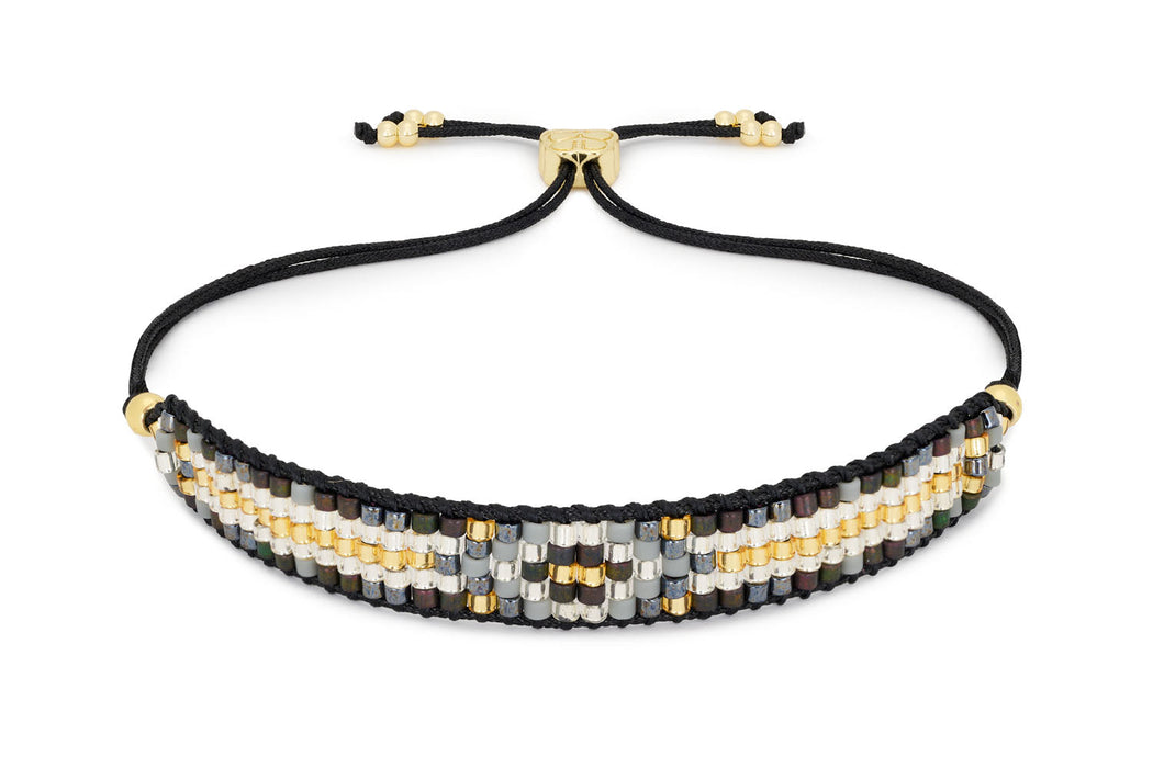 Lovina Black Rutilated Quartz Gold Bracelet Stack