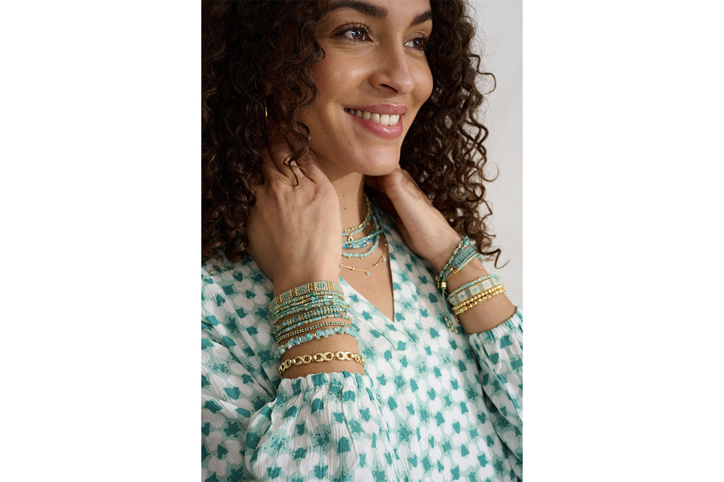 Faye Gold & Turquoise Beaded Bracelet