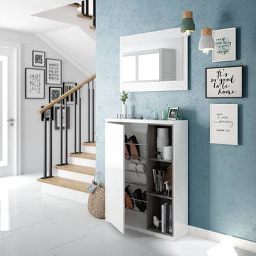 Amos Mann White Gloss Shoe Cabinet Hallway Unit