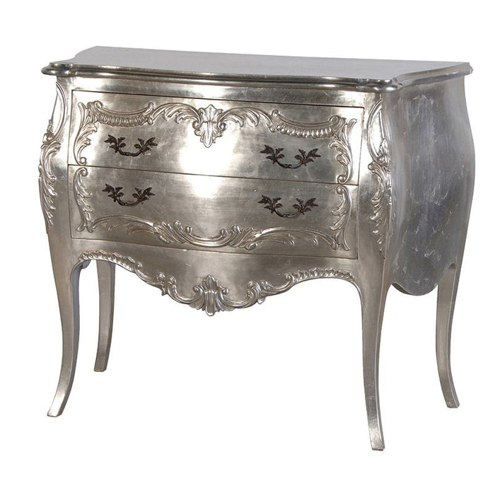 Fleur Silver French 2 Drawer Bombe Chest