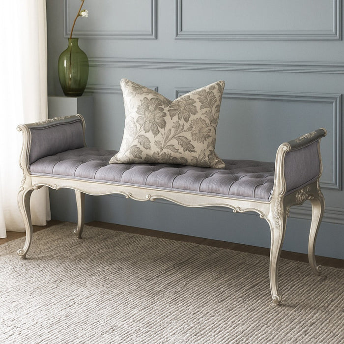 Fleur Silver French Bed End Stool