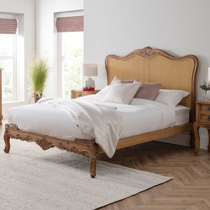 Florence Rattan French Style Oak Bed