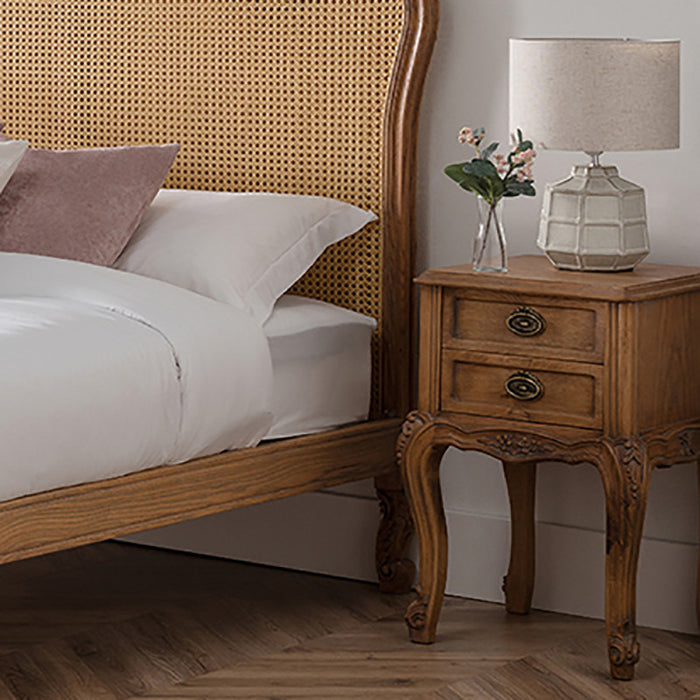 Florence Oak French Style 2 Drawer Bedside Table