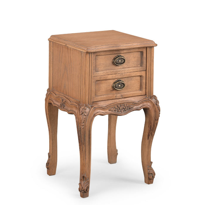 Florence Oak French Style 2 Drawer Bedside Table