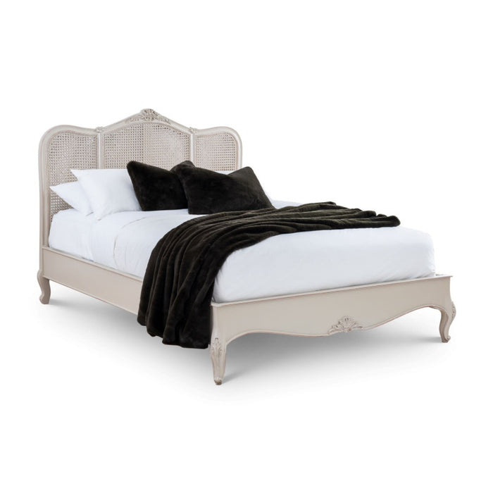Beaulieu French Light Grey Rattan Bed with Low Footboard