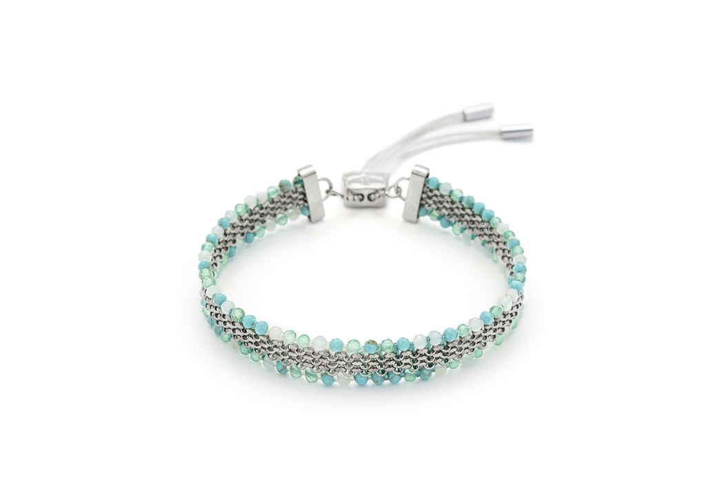 Freya Amazonite Mix Silver Braided Bracelet