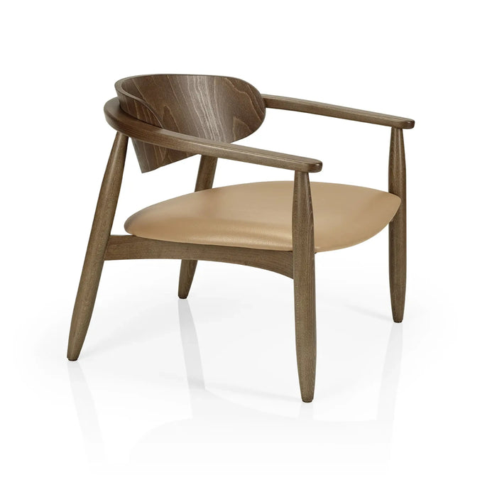 Emrik Wooden Lounge Chair Upholstered Seat & Wide Backrest