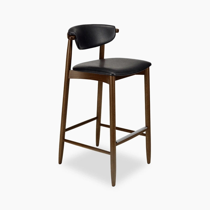 Emrik Wooden Bar Stool Upholstered Seat & Upholstered Backrest