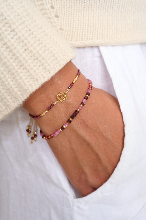 Violet Gold & Garnet Mix Gemstone Bracelet