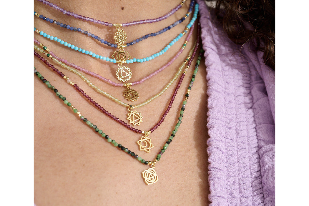 Ruby Zoisite Gold Root Chakra Necklace