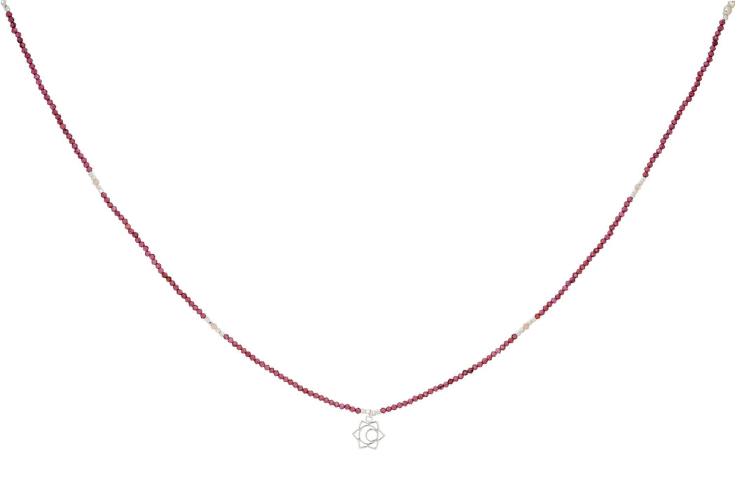 Garnet and Sunstone Silver Sacral Chakra Necklace