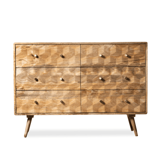 Acre & Artisan Geo Light Mango Large Chest Of Drawers (120cm)