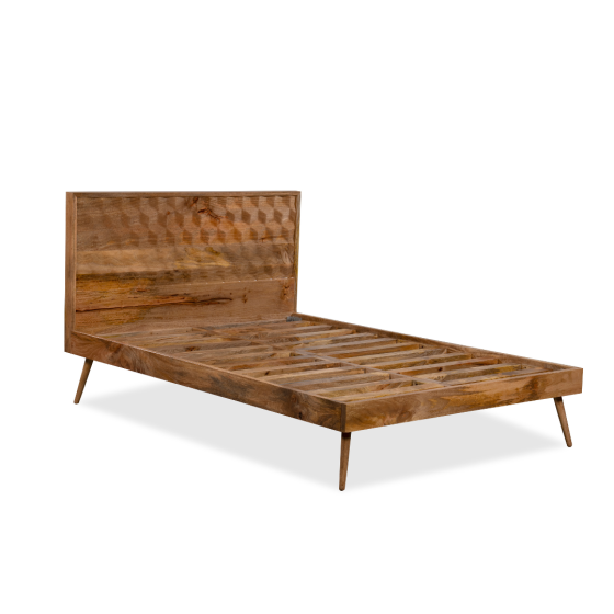 Geo Light Mango Wood Bed Frame 4 Sizes - In Stock