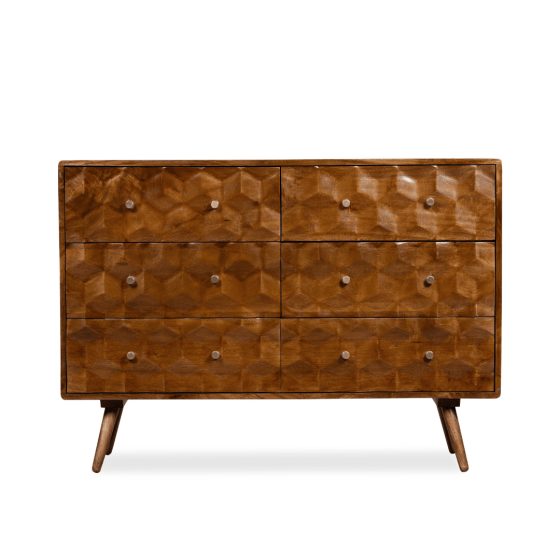 Acre & Artisan Geo Mango Large Chest Of Drawers (120cm)