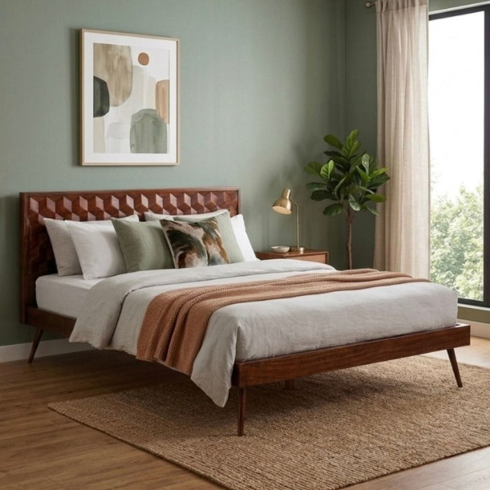Geo Mango Wood Bed Frame 4 Sizes - In Stock