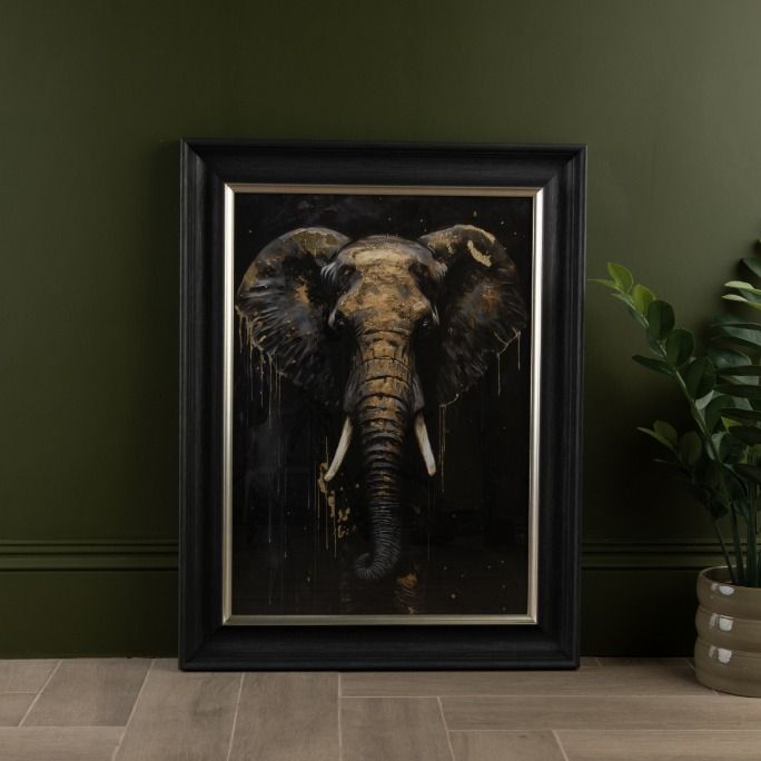 Golden Elephant Framed Art - last one remaining