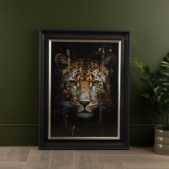 Golden Leopard Framed Art - In Stock
