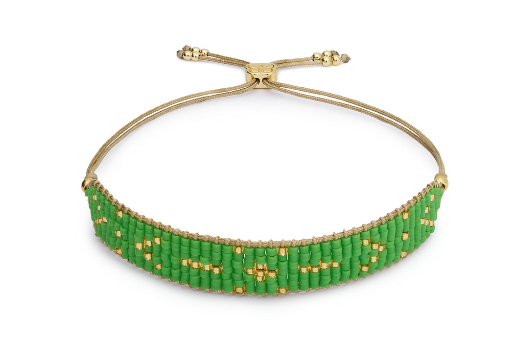 Grace Green & Gold Beaded Friendship Bracelet