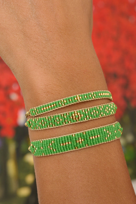 Grace Green & Gold Beaded Friendship Bracelet