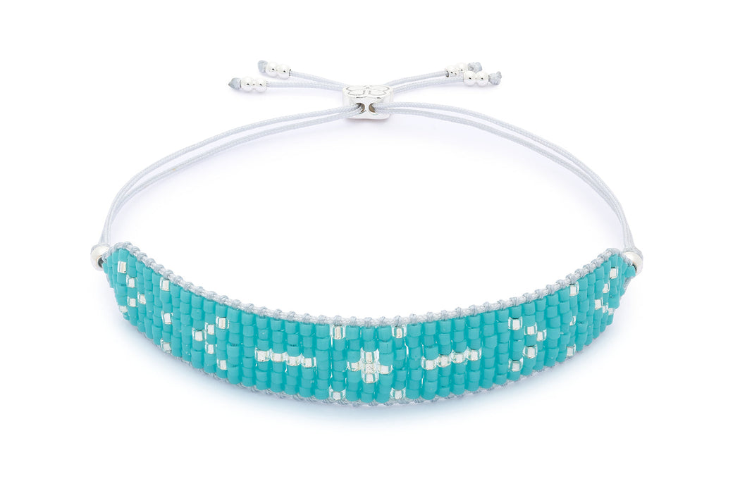 Grace Silver & Turquoise Beaded Friendship Bracelet