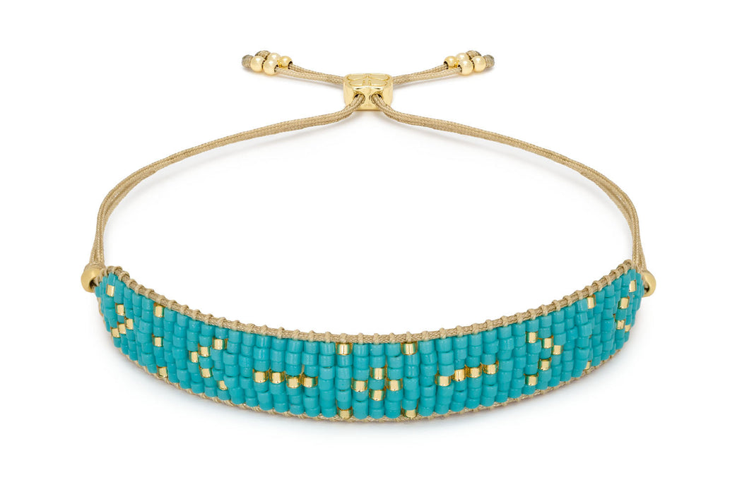 Grace Gold & Turquoise Beaded Friendship Bracelet