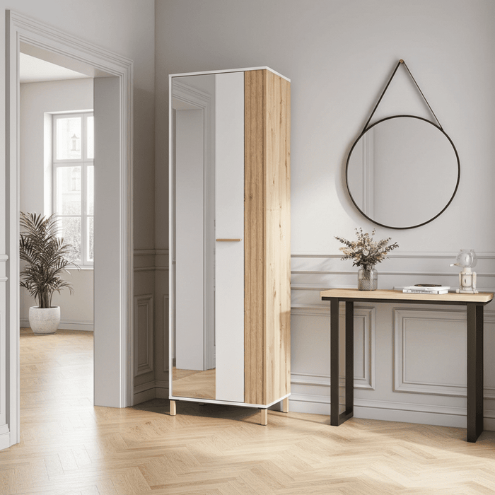 Granada Cashmere And Artisan Oak Effect Slim Narrow Wardrobe - 11013554