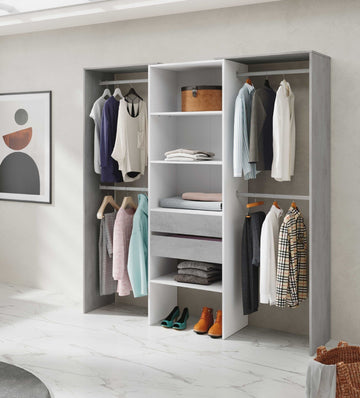Amos Mann Large Concrete Grey and White Open Door Wardrobe