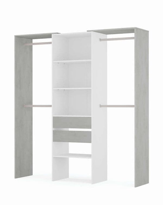 Large Concrete Grey and White Open Door Wardrobe