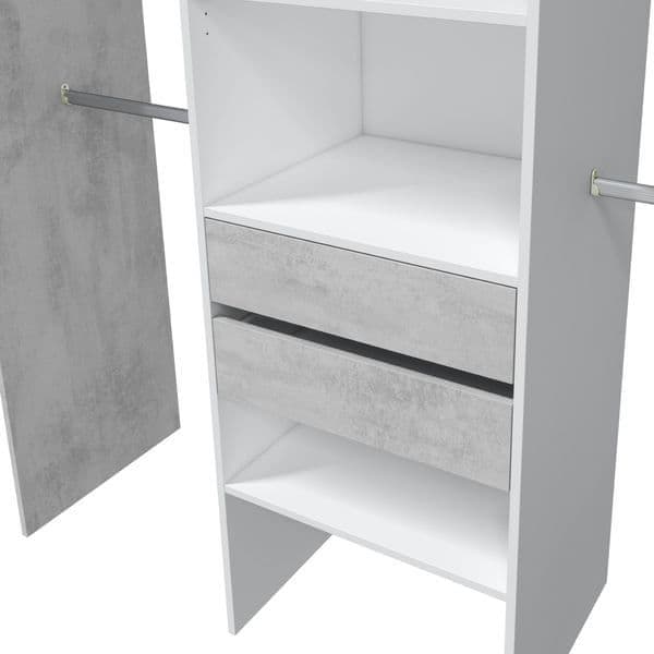 Large Concrete Grey and White Open Door Wardrobe
