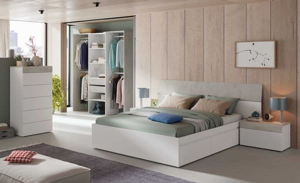 Large Concrete Grey and White Open Door Wardrobe