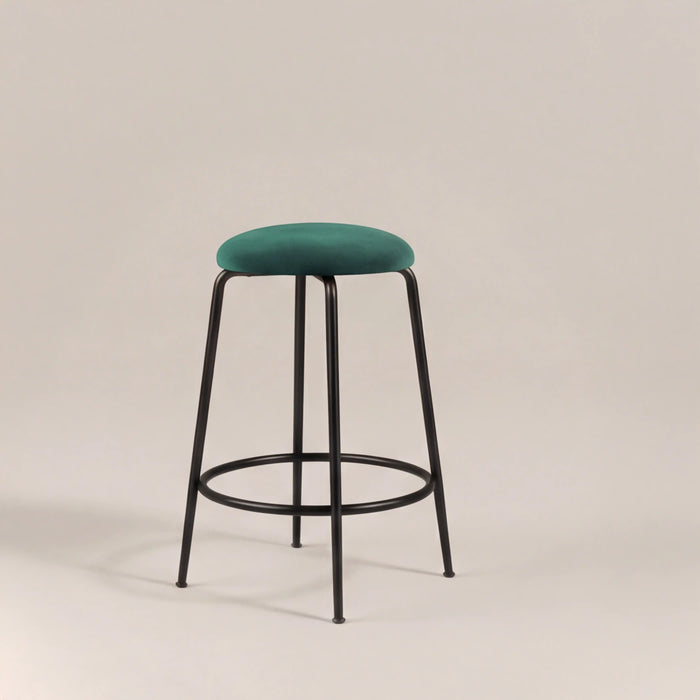 Regent Kitchen Stool | Teal Sustainable Velvet & Black