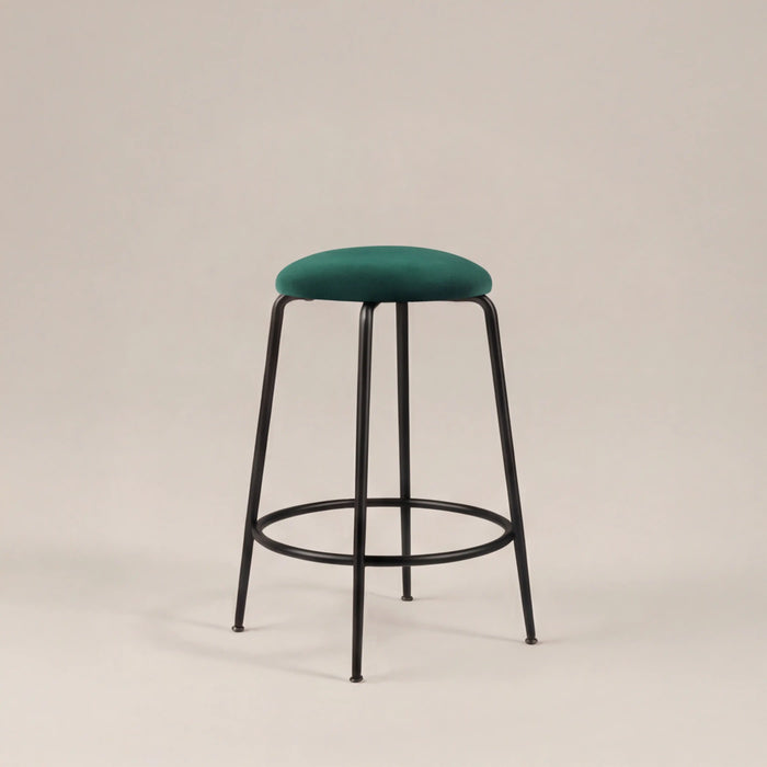 Regent Kitchen Stool | Teal Sustainable Velvet & Black